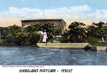 Postcard showing home in the Everglades.